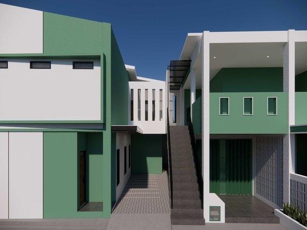Tampak eksterior after renovasi rumah kontrakan kosan modern minimalis Bengkong Kolam Mas Batam