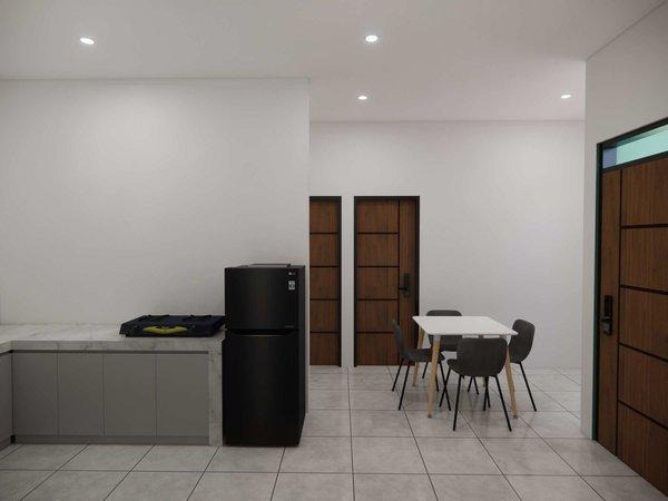 Dapur dan ruang makan after renovasi rumah kontrakan kosan modern minimalis Batam