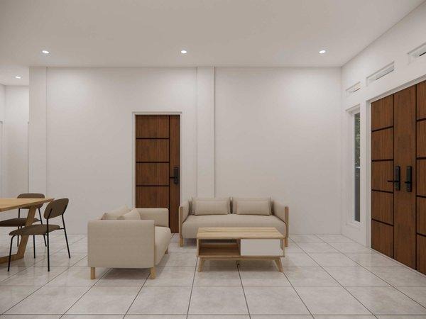 Ruang tamu after renovasi rumah modern minimalis Bengkong Kolam Mas Batam